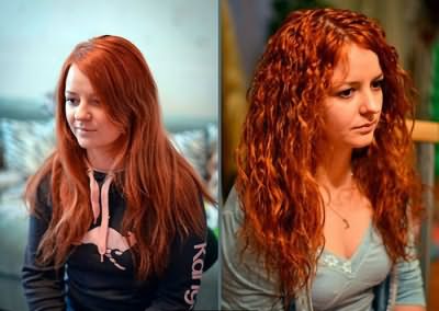 Волосы до и после объемной завивки