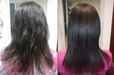 Волосы до и после использования масок