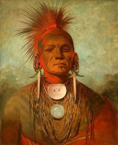 Художник Джордж Кэтлин жил и писал свои картины в 18 веке, он оставил для истории холсты с портретами индейцев, на которых мы видим невероятные прически, являющиеся предшественниками современного ирокеза.