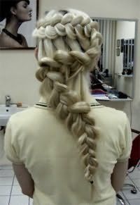 Прическа с ажурным плетением для длинных волос.