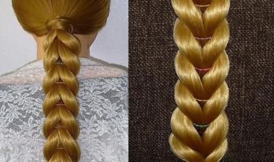 плетение кос с резинками 